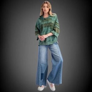 EASEL NWT PATCHWORK BELL BOTTOM JEANS SZ S
